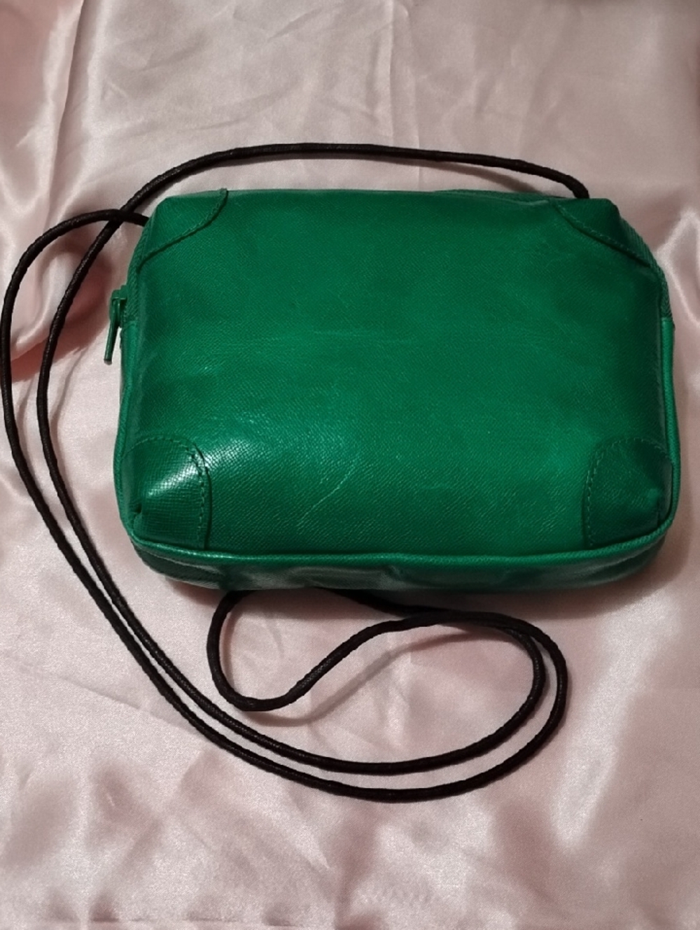 FURLA Emerald Green Crossbody Bag with Black Strap